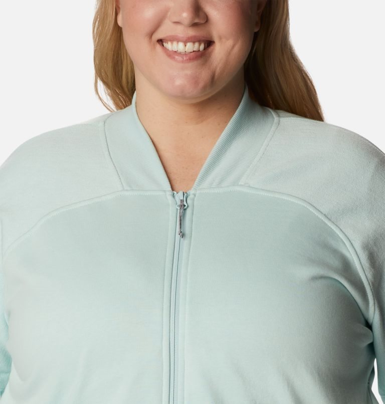 Women's Columbia Lodge French Terry Full Zip Jackets Mint | Plus Size CA-W06AL